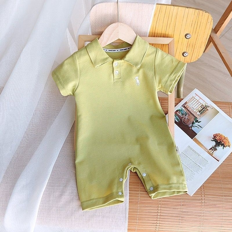 Embroidered Horse Half Sleeve Jumpsuit Green