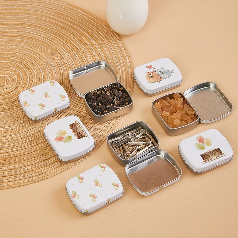 Коробка для хранения с откидной крышкой, жестяная коробка для открыток, маленькая коробка для конфет, мини-жестяная банка, заколка для волос, ювелирные изделия, бумажная коробка для заметок