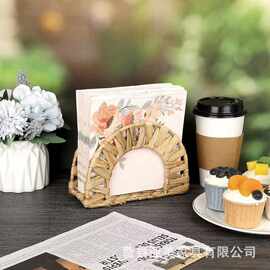 跨境水葫芦草编抽纸盒餐厅立式餐巾纸架多功能抽取式纸巾盒抽纸架