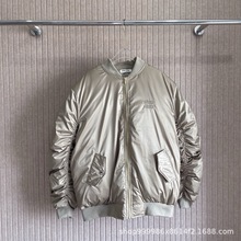 潮牌mm24秋冬新款小众设计时髦百搭面包贴布绣丝绸羽绒服