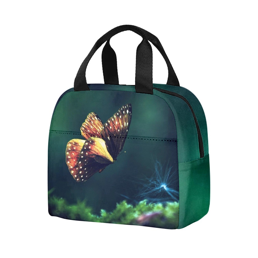 NJ012023新品跨境潮流蝴蝶 3D数码印花手提冰袋儿童午餐包手提袋