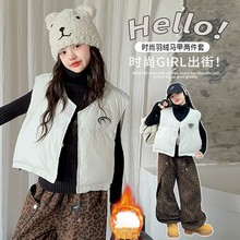 儿童加厚羽绒马甲2025冬季新款纯色童装外套中大童韩版短款上衣潮