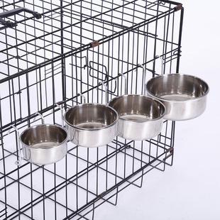 Stainless Steel Pet Food Gourmet Dog Cage Household Pet Bowl Dog Bowl Kitten Round Water Basin Food Trough Amazon