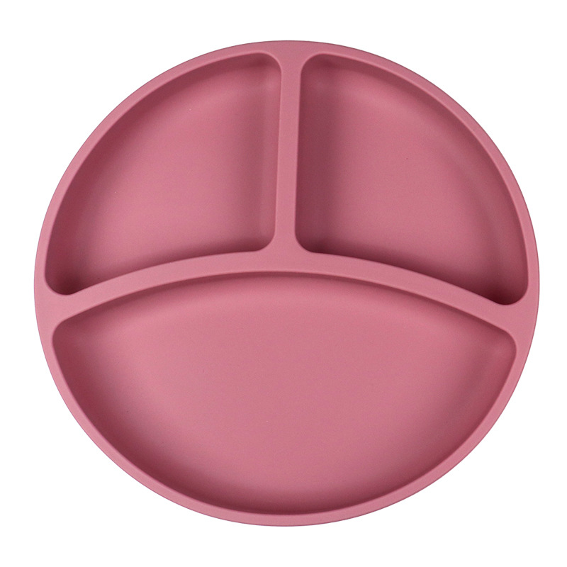 Nuevo producto de Amazon Bandeja de comida de silicona para bebés Bandeja de comida para niños Banquete dividido Tazón de comida para bebés Ventosa integrada de grado alimenticio