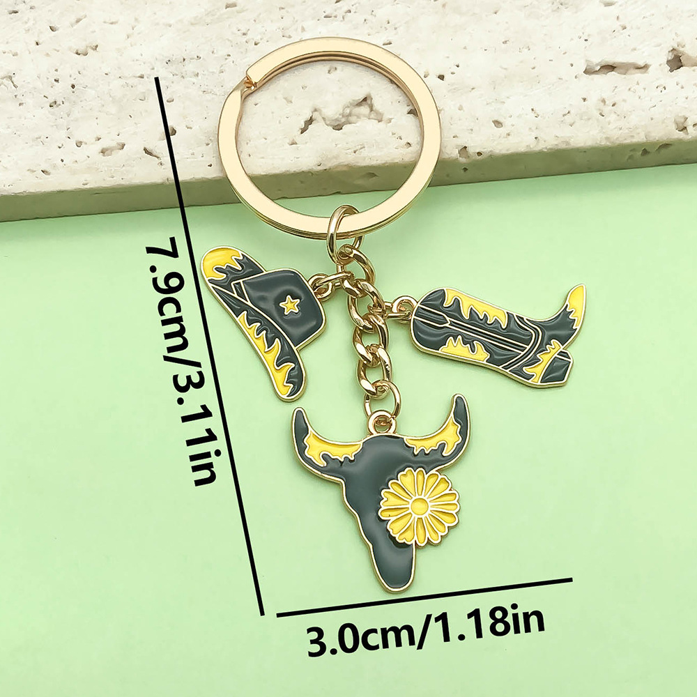 [검은색과 노란색 모자와 꽃무늬 소머리 부츠] 3x7.9cm-10.1g-ER919