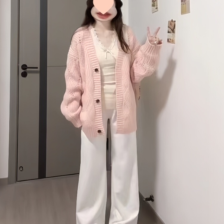 Autumn Suit for Women 2025 New Niche Korean Pink Knitted Sweater Cardigan with Jeans Two-Piece Trendy Set