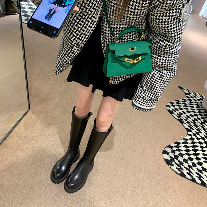 Botas de Caballero de carga de fábrica para las Mujeres Nuevo otoño adelgazamiento alto-Top estilo británico Chelsea largo botas ocultas altura aumento largo botas para las mujeres