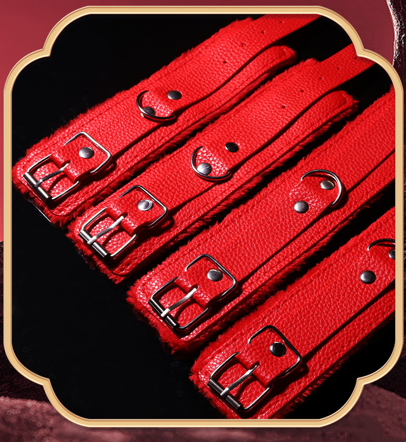 Steel Pipe Handcuffs with Leather-Lined Cuffs, Collar and Ankle Restraints for Couples — detail image 20