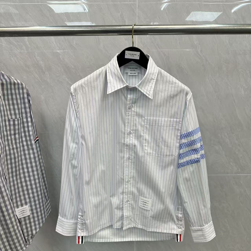 Factory Direct Sale Tb Light Blue Four-Stripe Long-Sleeve Shirt Casual Versatile Unisex Long-Sleeve Shirt Top