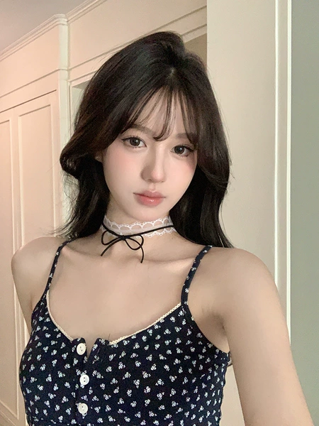 White choker, floral print