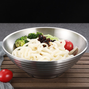 Big soup bowl noodle bowl 304 stainless steel instant noodle bowl commercial large ramen bowl bucket bowl spicy hot bowl Zhao Zhiwu