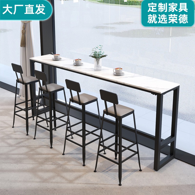 Nordic balcony rock plate bar table and chair combination leisure commercial bar commercial Wall long bar narrow table
