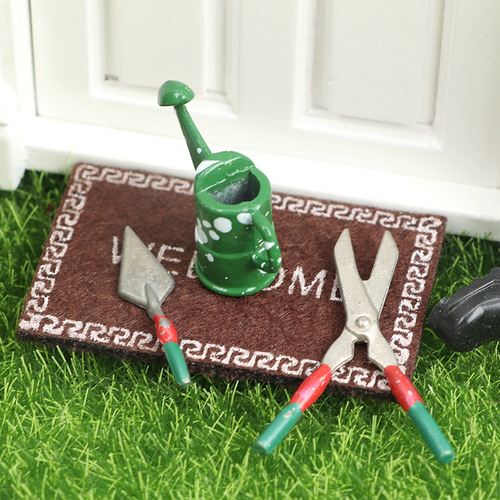 1:12 dollhouse dollhouse mini furniture garden scene green farm tool set kettle scissors shovel