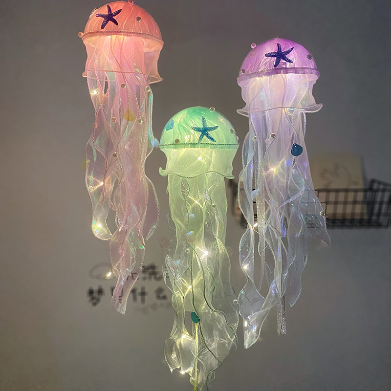 Cute Jellyfish Arylic Gauze Indoor Party Night Lights display picture 3