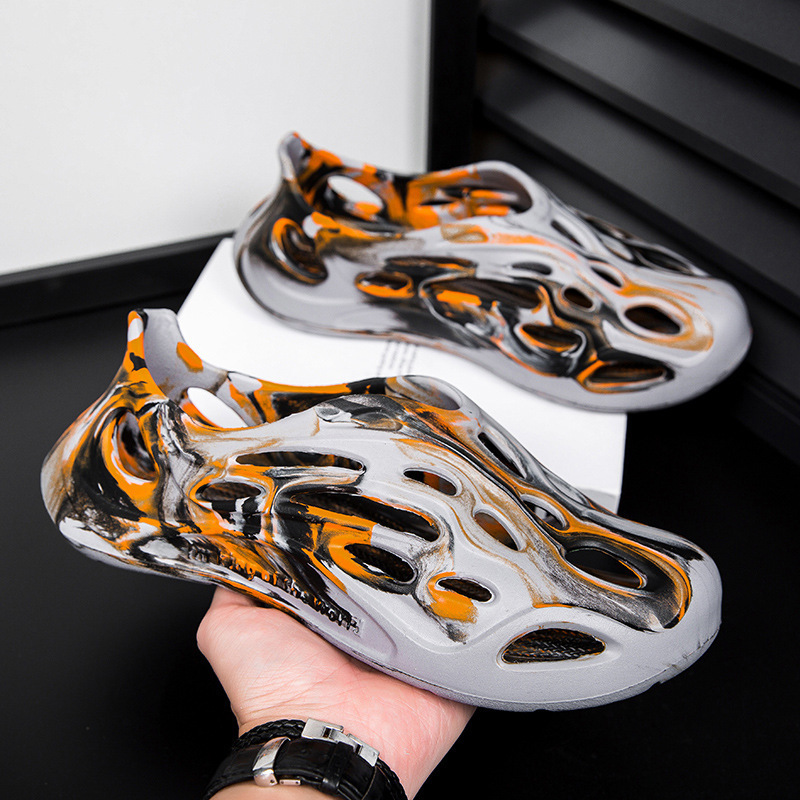 Una pieza de zapatos de agujero para hombres 2024 verano nuevo eva pedalear sensación ligera antideslizante sandalias de playa