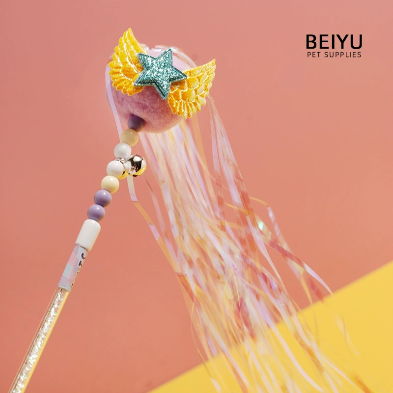 Ангел крылья маленькая звезда фея дразнящая кошачья палочка новый колокольчик с кисточкой дразнящая кошачья палочка для домашних животных игрушка для кошек оптом
