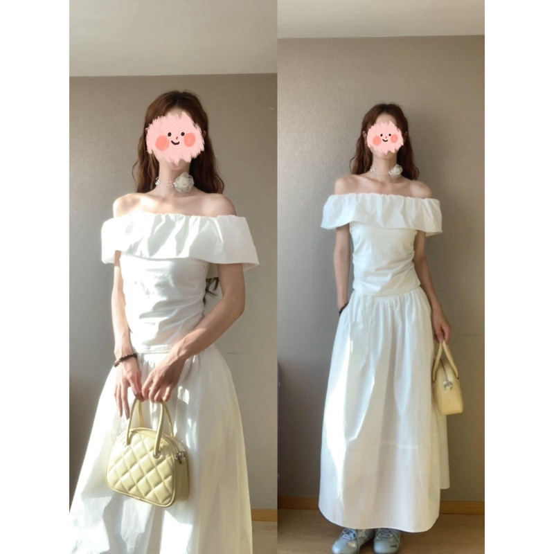 ワンショルダー半袖レディース夏新作美しい花のつぼみ襟白半袖スリムフィットオフショルダートップ純粋な欲望の着用|undefined