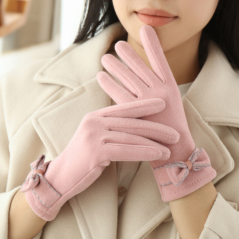 秋冬の徳絨毛手袋の蝶結びの純色を卸売りします。|undefined