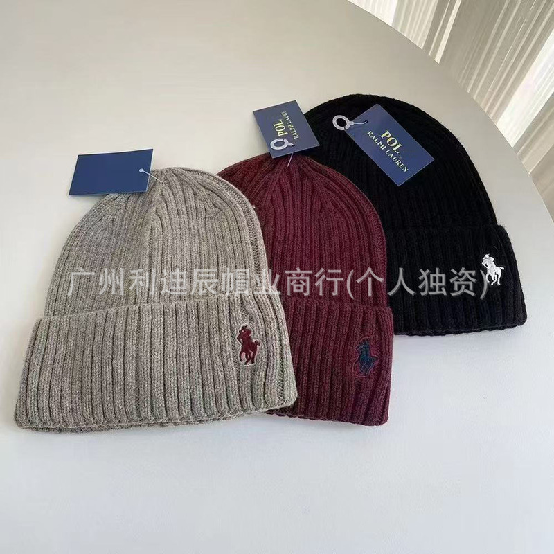 秋冬新款保暖刺绣小马图案针织帽 跨境欧款男女户外运动套头冷帽|undefined