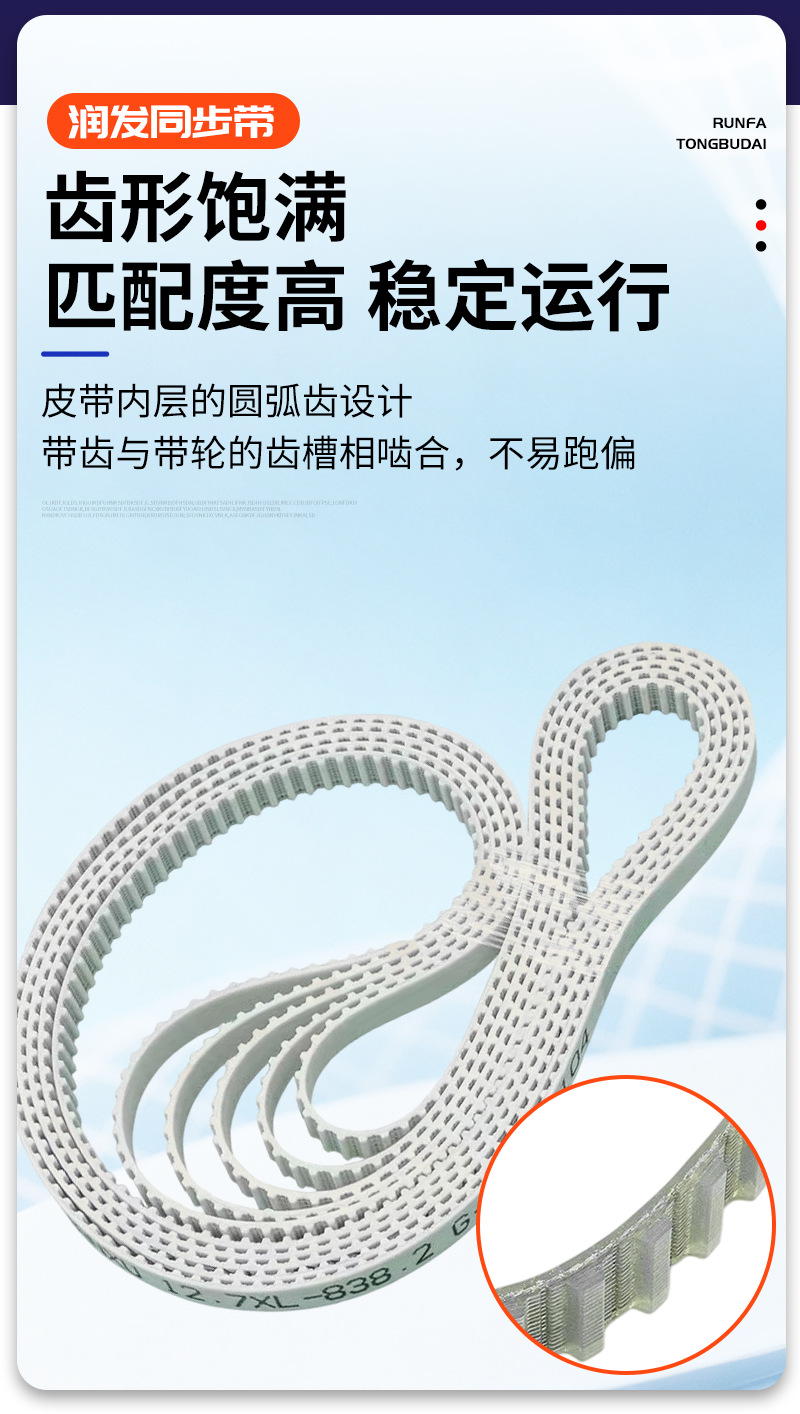 Polyurethane seamless steel wire synchronous belt, one-piece molded without joints, precision transmission belt, PU circular toothed belt