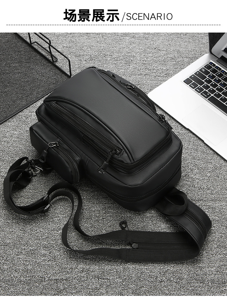 New business backpack, water-resistant, suitable for both shoulder and single shoulder, men's chest bag, cross-border Oxford fabric, men's computer backpack undefined