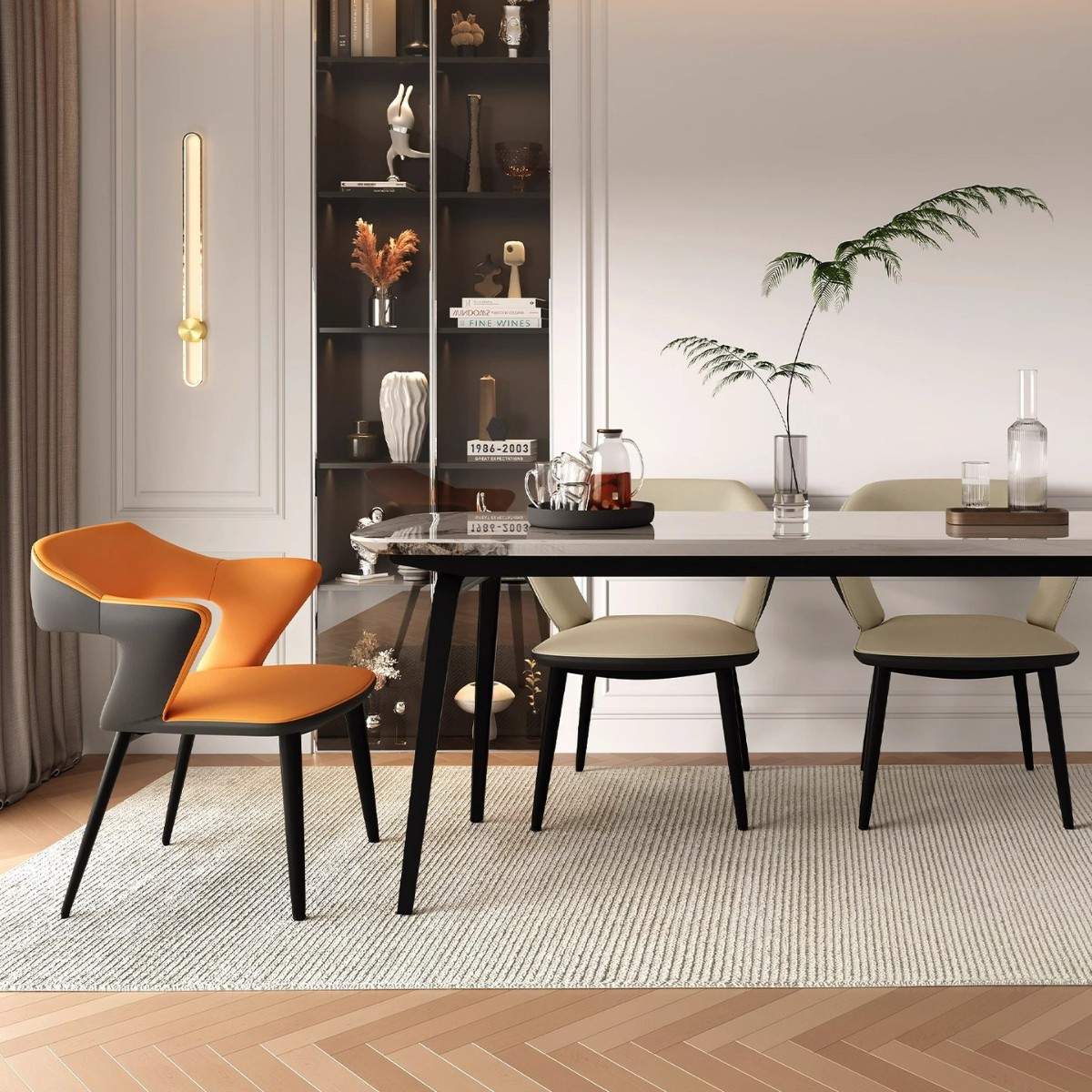 Silla de comedor simple italiana, silla de comedor para el hogar, taburete, respaldo, reposabrazos de hierro, silla de restaurante de ocio de cuero, silla de hotel