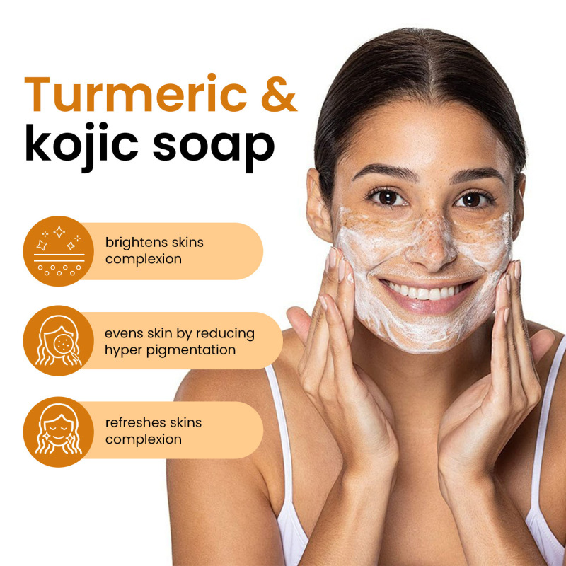 跨境外贸欧美TK款turmeric soap姜黄颗粒皂柠檬皂曲酸皂洁面套装|undefined