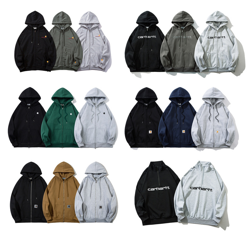 Autumn and Winter Carhartt Zipper Cardigan Fleece Sweatshirt Classic Loose Men's Thickened Jacket Trendy Long-Sleeve