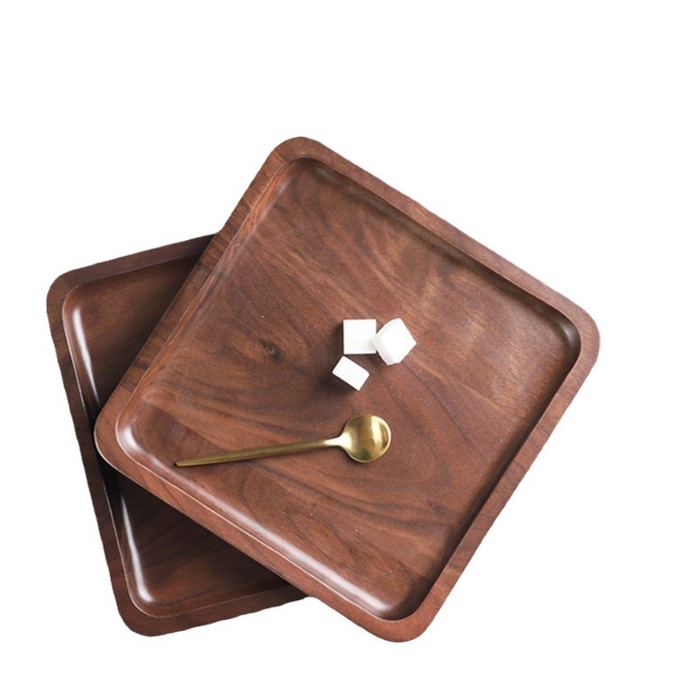 Té hirviendo bandeja de nogal negro bandeja de fruta de madera rectangular hogar chino de madera maciza Placa de té de fruta seca