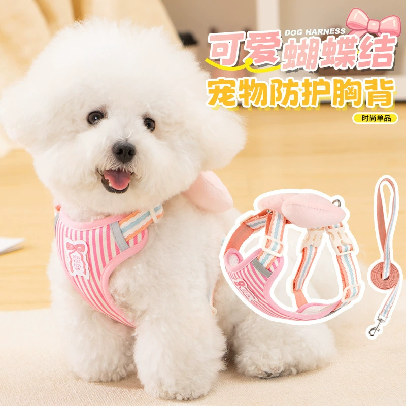 Dog Traction Rope Bow Chest Strap Four Seasons Small Dog Non neck Anti slip Traction Rope Pet Gardening