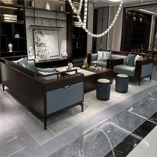 Designer New Chinese Style Ebony Solid Wood Sofa Combination Modern Simple Large Living Room High-End Villa Luxury
