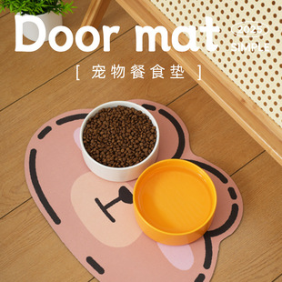 Cartoon pet placemat absorbent quick-drying dog cat dog bowl Cat Basin non-slip mat easy to clean pet mat wholesale