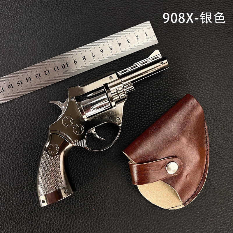 模擬合金おもちゃモデルガン発射不可クラシックノスタルジックなリボルバーモーゼルレザーケースプラスチックおもちゃの銃|undefined