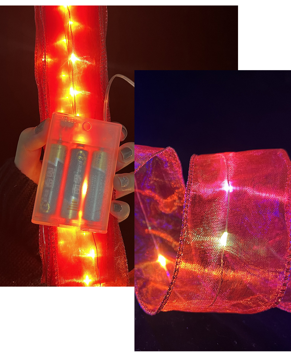 Nouveau panneau lumineux décoratif de Noël fil double couche ruban LED lumières colorées guirlande décorations de fête ornements_voghion.com