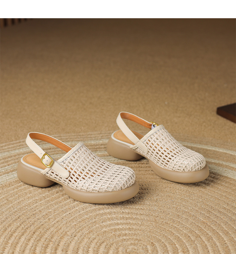 Sandal cao gót nữ đế dày gót vuông mũi hở phong cách La Mã — đen chi tiết 15