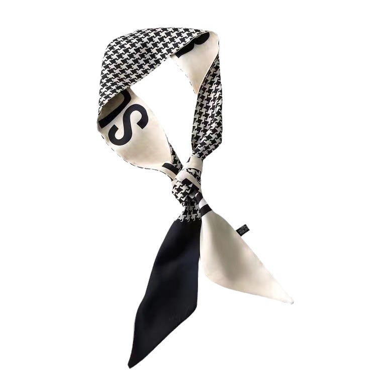 Vintage pata de gallo con letras de presbiterio con correa para el cabello con mango, bufanda de seda, decoración femenina de todo fósforo, bolso atado, bufanda de moda francesa