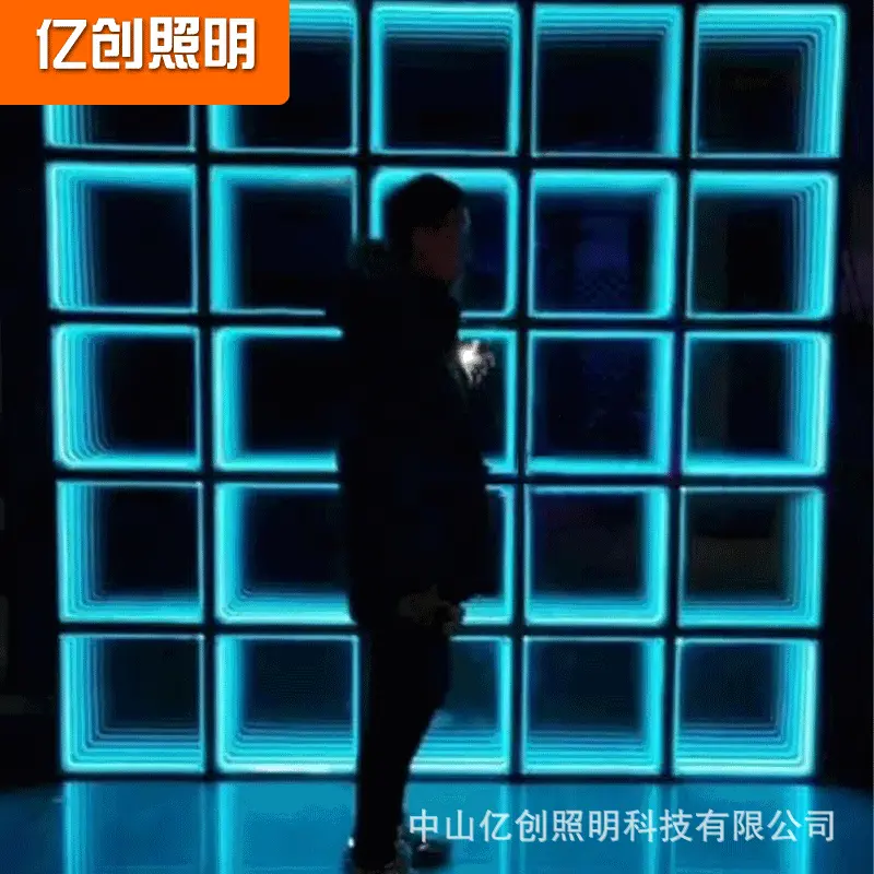 定制LED网红深渊镜面背景墙小红书3D发光舞台灯酒吧KTV感应地砖灯