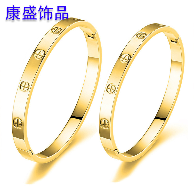 European and American Cross-Border Titanium Steel Bracelet for Women, Fashionable Diamond-Encrusted Light Luxury High-End Rose Gold Non-Fading Bracelet