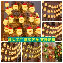 跨境led圣诞树灯串圣诞老人雪人装饰灯电镀五角星电池小彩灯闪灯