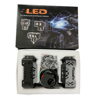 Motorcycle headlights, headlights Bulbs, 60W Yellow and White - near-yellow-light-far-white-light-three-lines-35w-three-eye-spotlight-pair-installation-2-lights-1-switch-installation-package