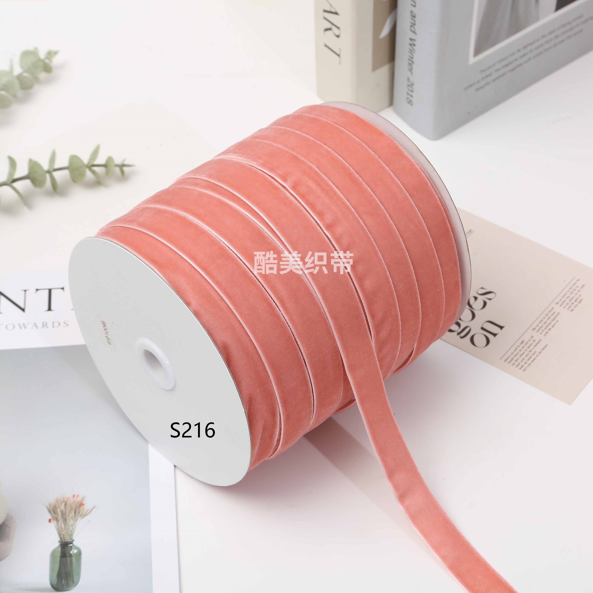 Stock 1.5cm / 2cm / 2.5cm unilateral cinta de terciopelo de terciopelo de color diy arco hecho a mano