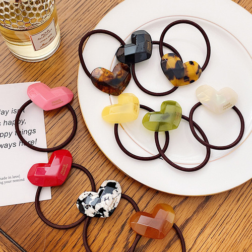 Dovi jewelry high-elasticity candy-colored acetic acid hair ring sweet heart-shaped hair rope ponytail rubber band jewelry on the back of the head