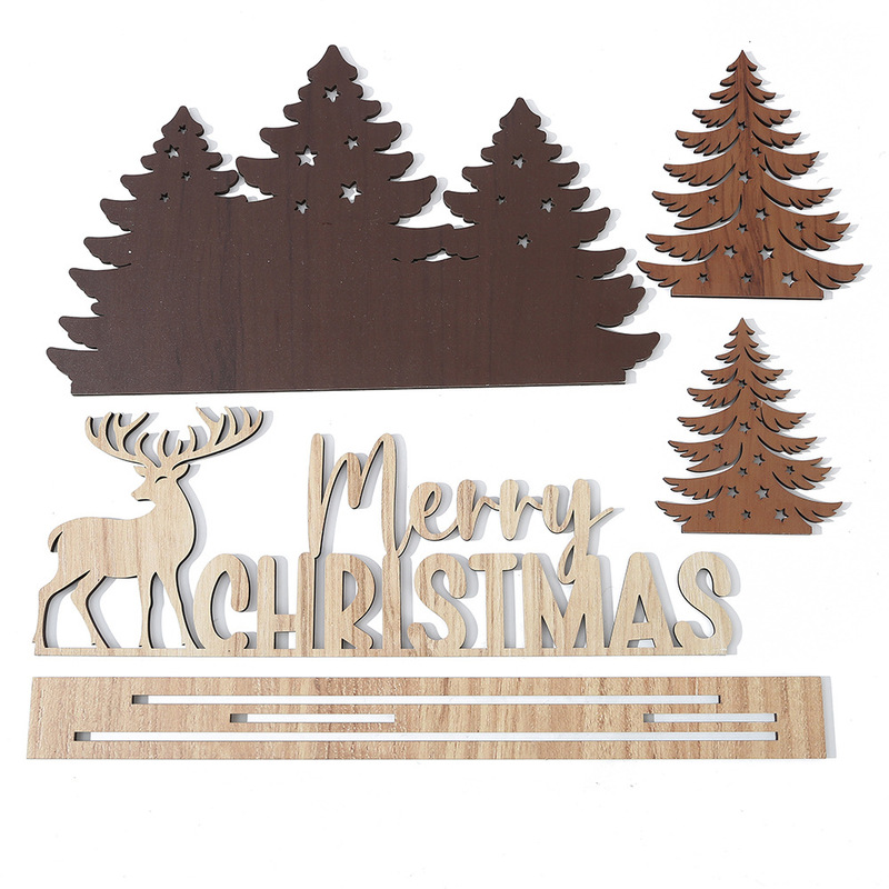 クリスマスヘラジカ木製工芸品クリエイティブ diy ホームクリスマスツリーペンダント中空彫刻クリスマスシリーズ装飾品|undefined
