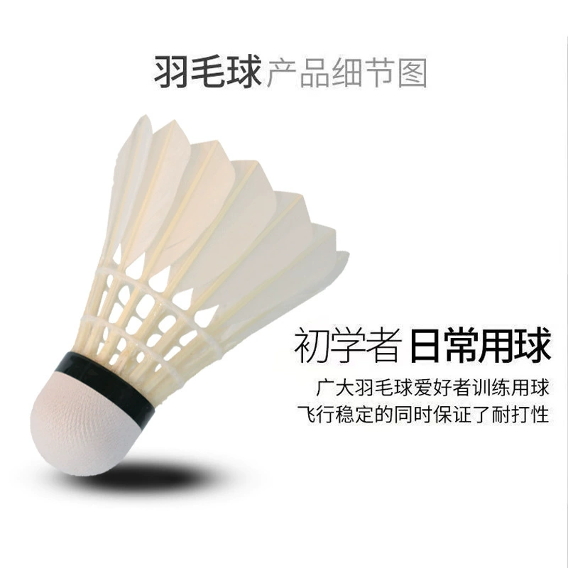Feather duck badminton shuttlecocks for training, 12-piece pack, with no mark, stable, professional