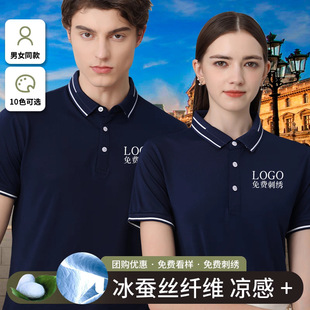 Summer Lapel Ice Silk Polo Shirt Work Clothes Custom Short-Sleeved T-Shirt Cultural Shirt Work Clothes Embroidered Logo