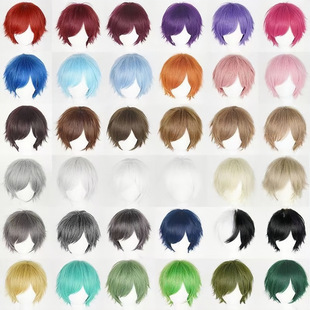 30CM Universal COS Anti-upturned Face Hair Short Hair Halloween Brown Hair Top Anime Wig in stock