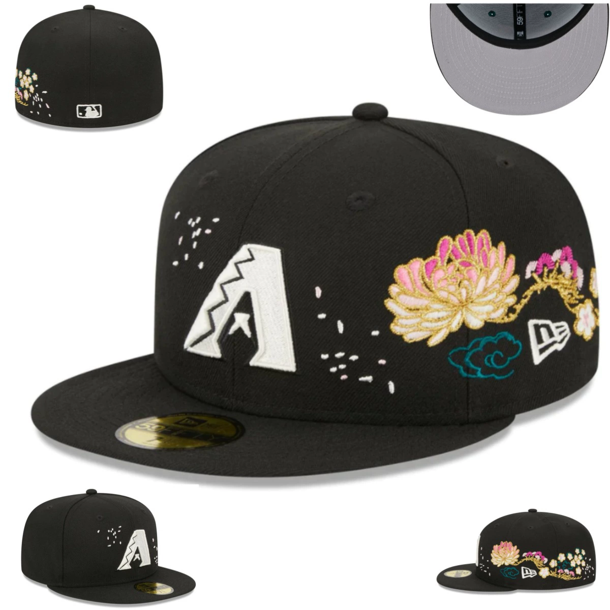 Формированная бейсболка размера Arizona Diamondbacks с одной стороны вышивкой, закрытая кепка, солнцезащита, козырек