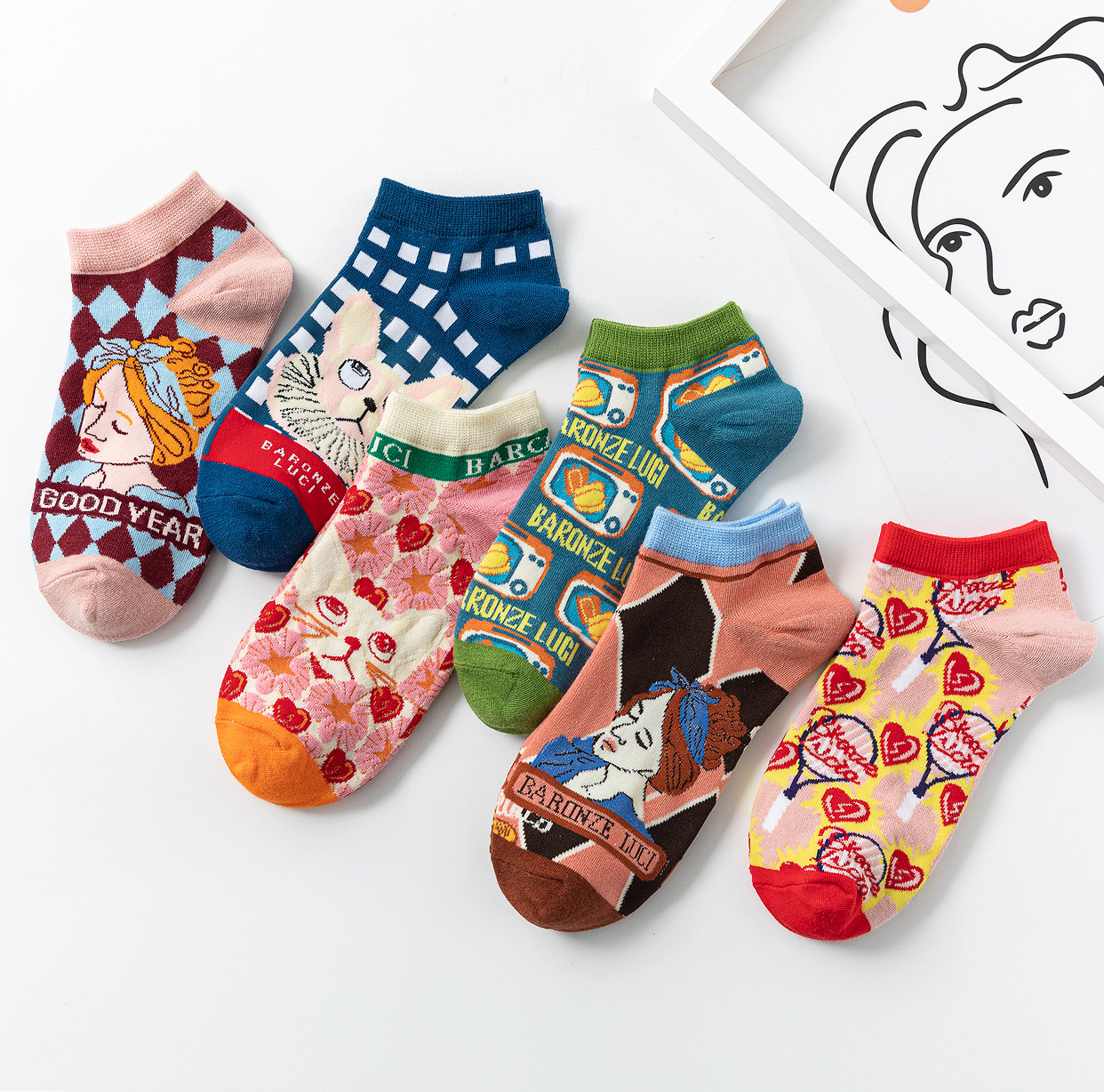 2021 new stockings children socks shallow mouth in tidal cotton socks Lolita short tube net red cat