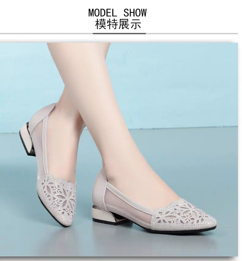 Giày sandal nữ đế bệt lưới hở mũi da thật size lớn 41–43 — màu đen chi tiết 9