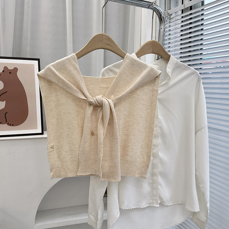 Nuevo estilo coreano Dongdamen sólido chale de punto para mujeres primavera y otoño con cardigans delgados de verano bufandas de nudos